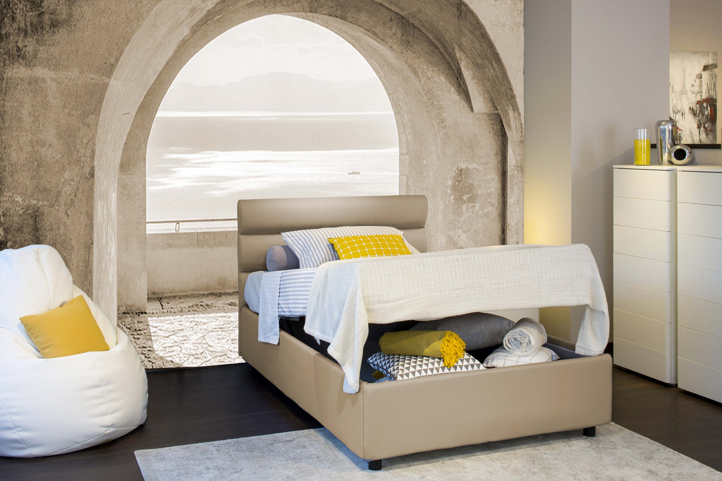 Letto una piazza e mezzo contenitore moderno - Liam